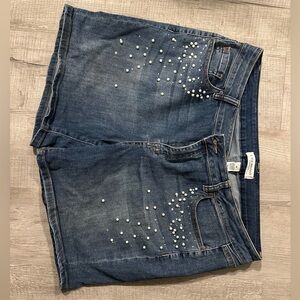 Lane Bryant Size 16 Denim Shorts with Pearl Details